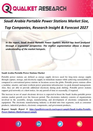 Saudi Arabia Portable Power Stations Market Size, Top Companies, Research Insight & Forecast 2027