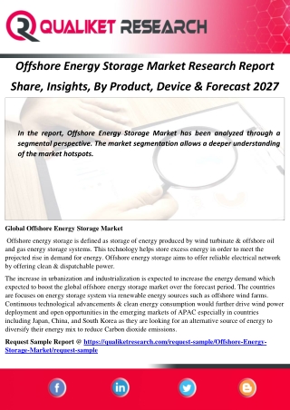 Offshore Energy Storage Market Research Report Share, Insights, By Product, Device & Forecast 2027