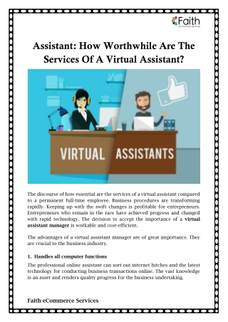 Assistant: How Worthwhile Are The Services Of A Virtual Assistant?