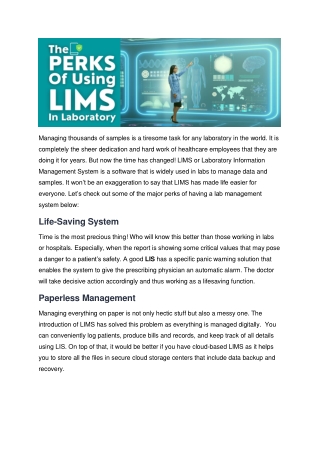 The Perks of Using LIMS in Laboratory