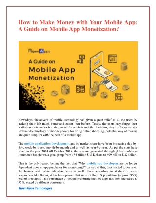 How to Make Money with Your Mobile App: A Guide on Mobile App Monetization?