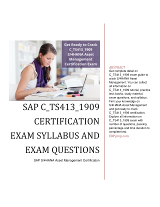 SAP C_TS413_1909 Certification Exam Syllabus and Exam Questions
