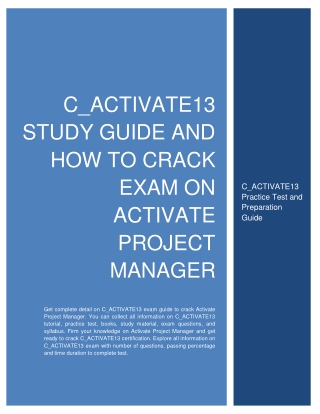 C ACTIVATE13 Study Guide and How to Crack Exam on Activate Project Manager