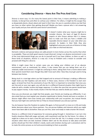 Considering Divorce – Here Are The Pros And Cons