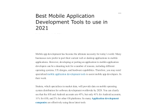 Best Mobile Application Development Tools to use in 2021