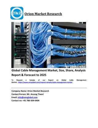 Global Cable Management Market Trends, Size, Competitive Analysis and Forecast 2019-2025