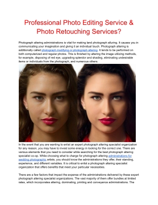 Professional Photo Editing Service & Photo Retouching Services