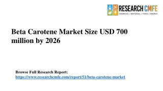 Beta Carotene Market Size Worth USD 700 million by 2026