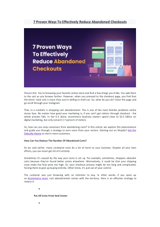 7 Proven Ways To Effectively Reduce Abandoned Checkouts