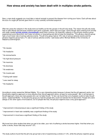 How stress and anxiety has been dealt with in multiples stroke patients.