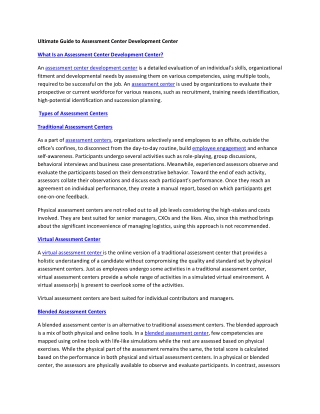 Ultimate Guide to Assessment Center Development Center
