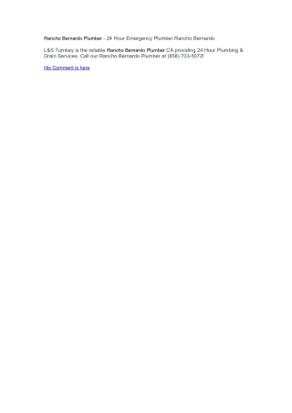 Rancho Bernardo Plumber - 24 Hour Emergency Plumber Rancho Bernardo