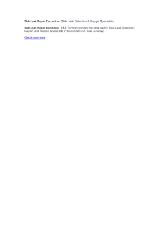 Slab Leak Repair Escondido - Slab Leak Detection & Repipe Specialists