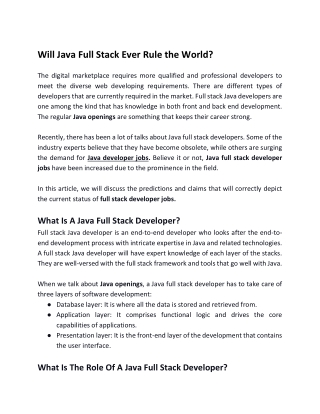 Will Java Full Stack Ever Rule the World?