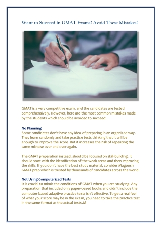 Want to Succeed in GMAT Exams? Avoid These Mistakes!
