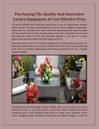 Purchasing The Quality And Innovative Garden Equipment At Cost Effective Price