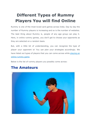 Types of Online Rummy Players