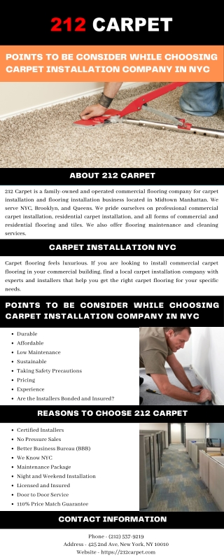 Points to be Consider While Choosing Carpet Installation Company in NYC