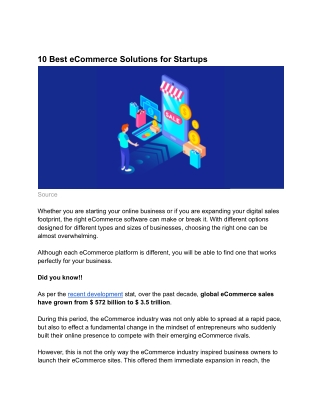 10 Best Ecommerce Solutions For Startups