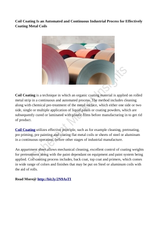 Coil Coating Is an Automated and Continuous Industrial Process for Effectively Coating Metal Coils