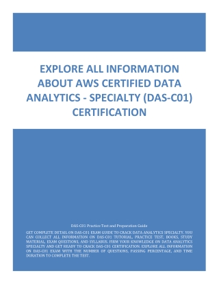 Explore All Information About AWS Certified Data Analytics - Specialty (DAS-C01) Certification