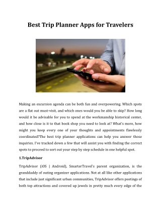 Best Trip Planner Apps for Travelers