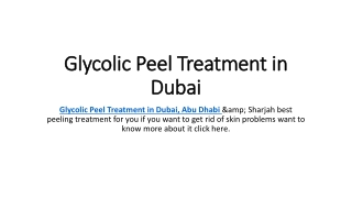 Glycolic Peel Treatment in Dubai