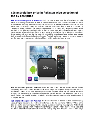 x96 android box price in Pakistan wide selection of the by best price