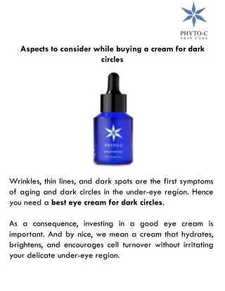 Aspects to consider while buying a cream for dark circles