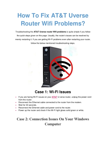 How To Troubleshoot AT&T Uverse Router Wifi Problems?