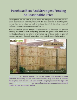 Purchase Best And Strongest Fencing At Reasonable Price