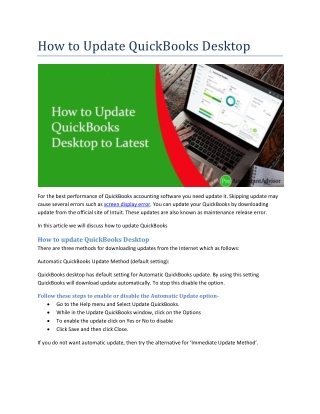 How to Update QuickBooks Desktop