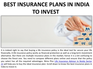 Best insurance policies to buy in India are