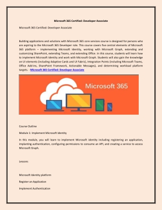 Microsoft 365 Certified: Developer Associate