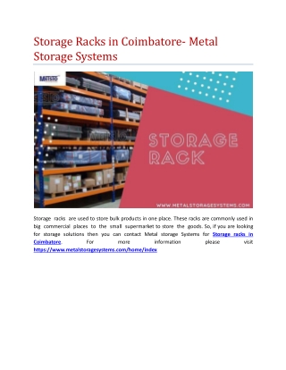 Storage Racks in Coimbatore- Metal Storage Systems