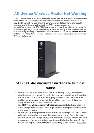 How To Fix Att Uverse Wireless Router Not Working Issue?