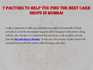 7 Factors To Help You Find The Best Cake Shops in Mumbai