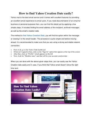 How to find Yahoo Creation Date easily?