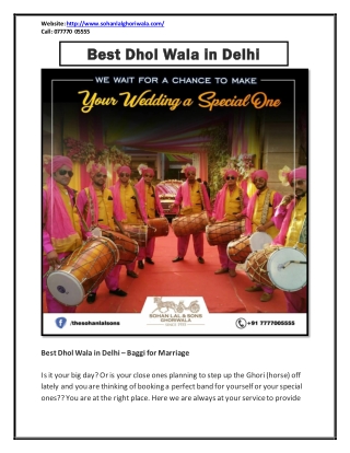 Best Dhol Wala in Delhi, Wedding Baggi, Marriage Baggi - Wedding Services in Delhi