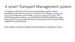 A smart Transport Management system