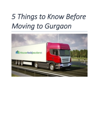 5 Things to Know Before Moving to Gurgaon