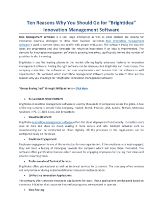 “Brightidea” Innovation Management Software