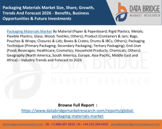 Packaging Materials Market Size, Share, Growth, Trends And Forecast 2026 - Benefits, Business Opportunities & Future Inv