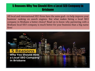 5 Reasons Why You Should Hire a Local SEO Company in Brisbane