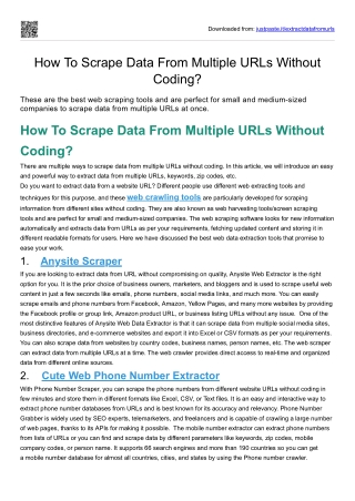 How Can I Scrape Data From Multiple URLs?