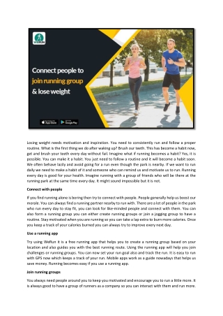 Connect people to join the running group & lose weight