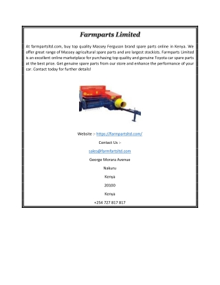 Buy Genuine Tractor Spare Parts Online in Kenya