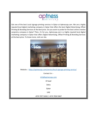 Online Signage Printing Company In qatar | Aptnessqa