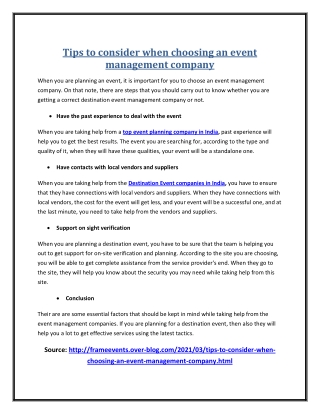 Tips to consider when choosing an event management company