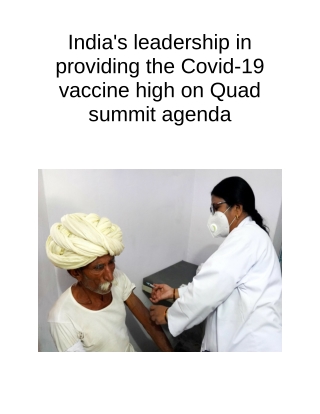 India's Leadership in Providing the Covid-19 Vaccine High on Quad Summit Agenda